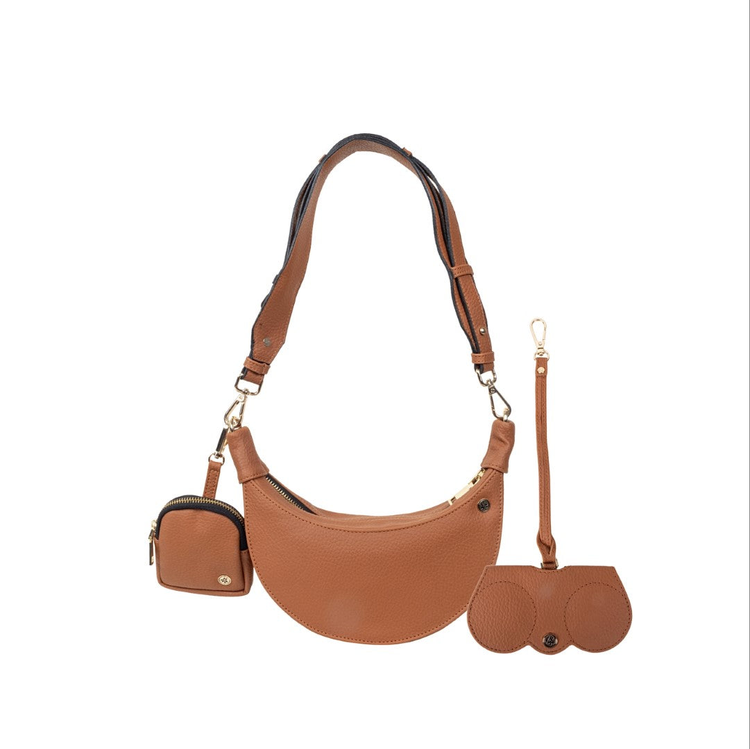Crecent Moon Bag & Eyeglass Case Tan(Combo)