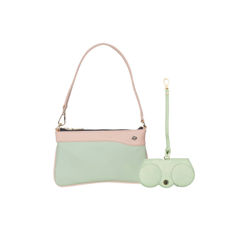 Wristlet Wallet & Eyeglass Case Mint Green, Light Pink(Combo)