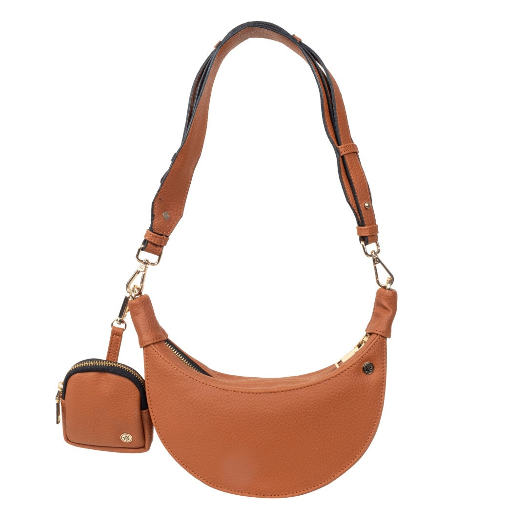 Crecent Moon Bag & Wristlet Wallet-Eyeglass Case Tan(Combo)