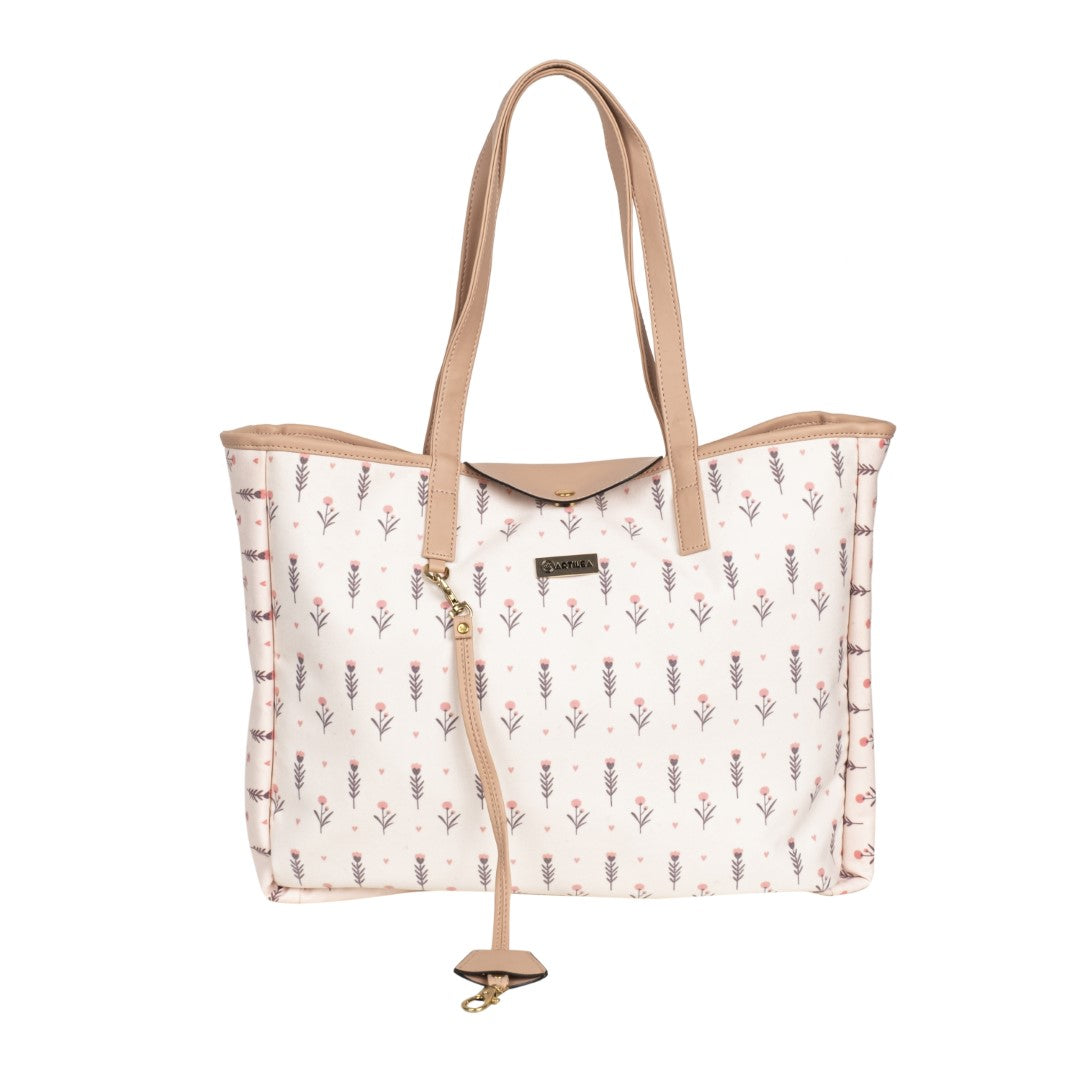 Reversible Tote Bag & Wristlet Wallet-Eyeglass Case Light Pink, Flower (Combo)
