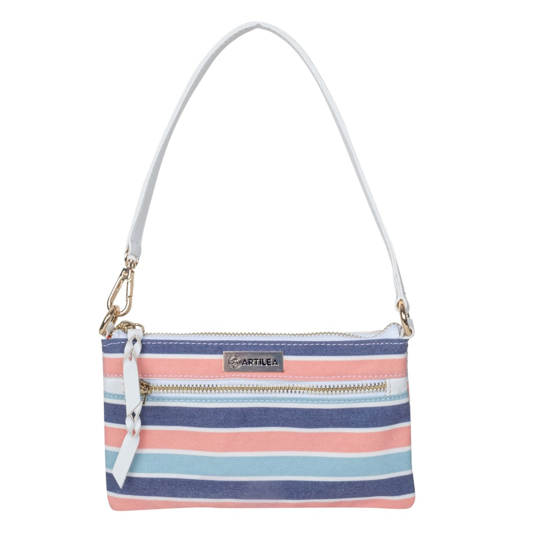 Reversible Tote bag & Printed Sling Bag-Wristlet Wallet-Eyeglass Case Stripe (Combo)