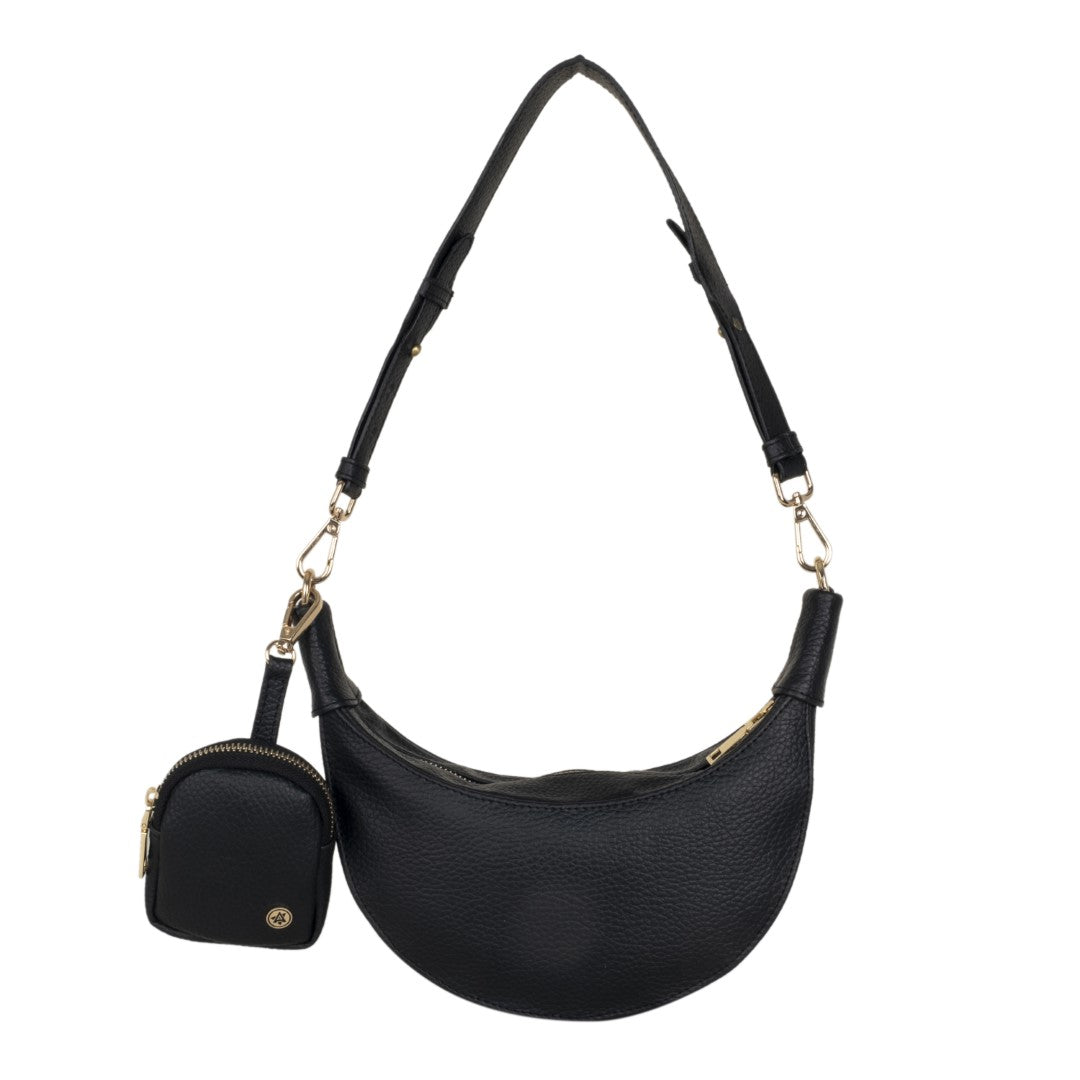 Hand Bag + Sling & Crescent Moon Bag-Eyeglass Case Black(Combo)