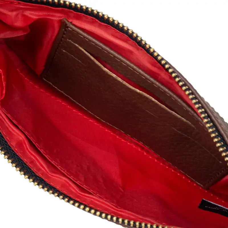 Vegan Leather Wristlet - Tan And Brown