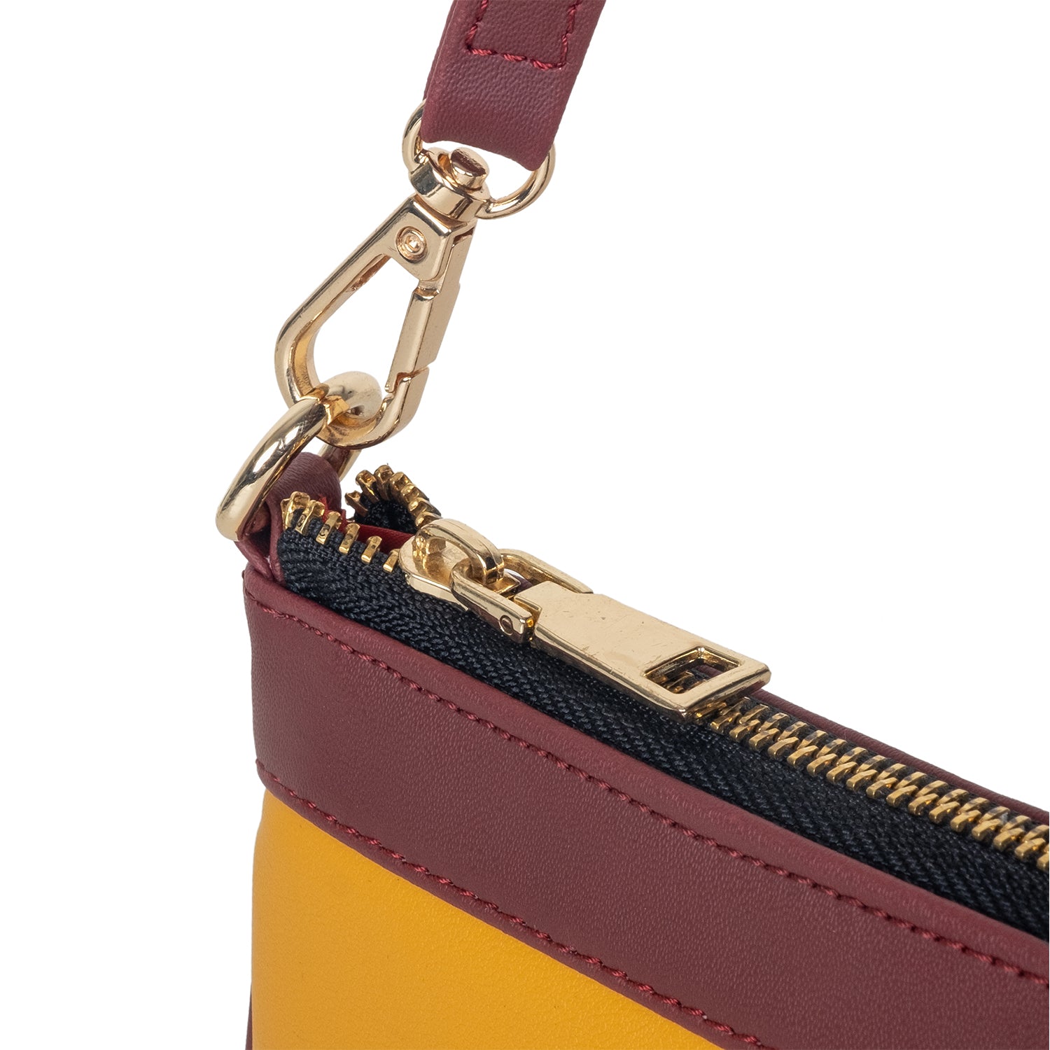 Vegan Leather Wristlet - Yellow And Wine