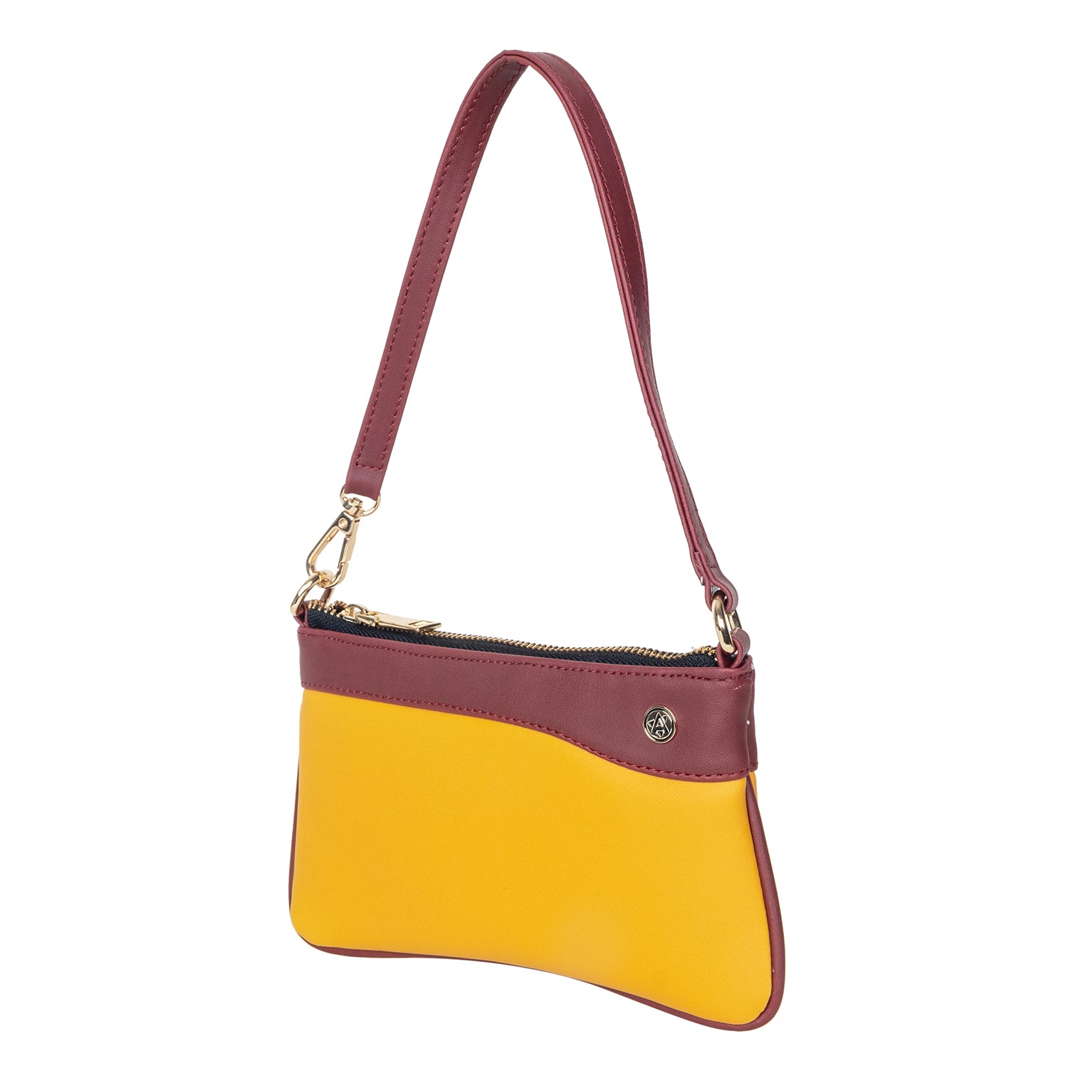 Vegan Leather Wristlet - Yellow And Wine