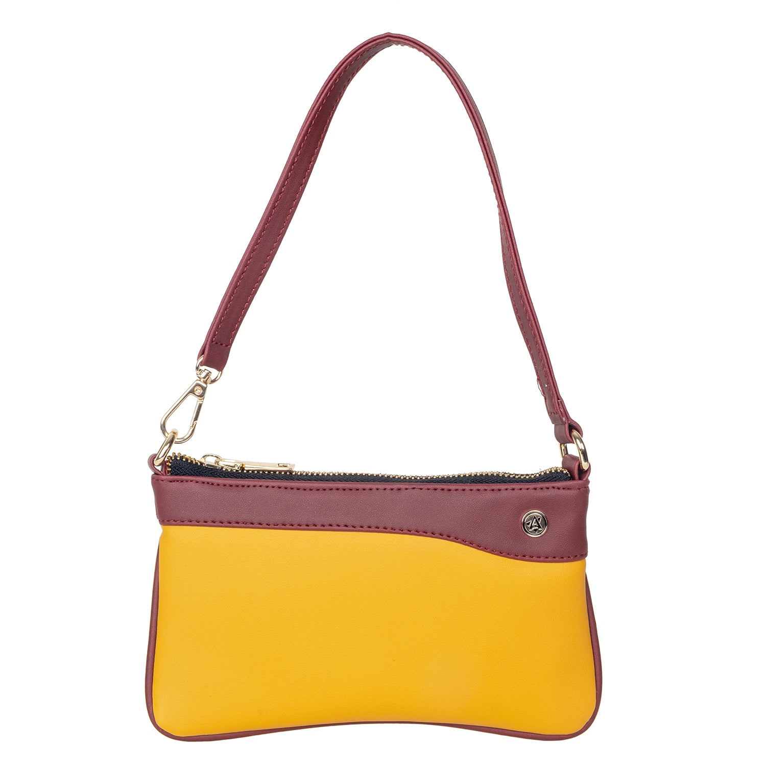 Vegan Leather Wristlet - Yellow And Wine