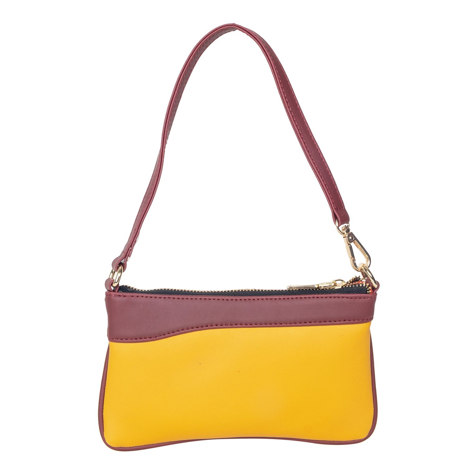 Vegan Leather Wristlet - Yellow And Wine