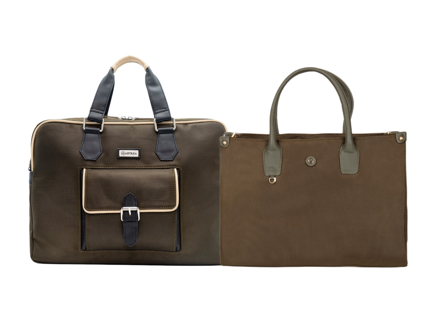 Laptop Bag & Matty & Pu Tote Bag-Olive Green (Combo)
