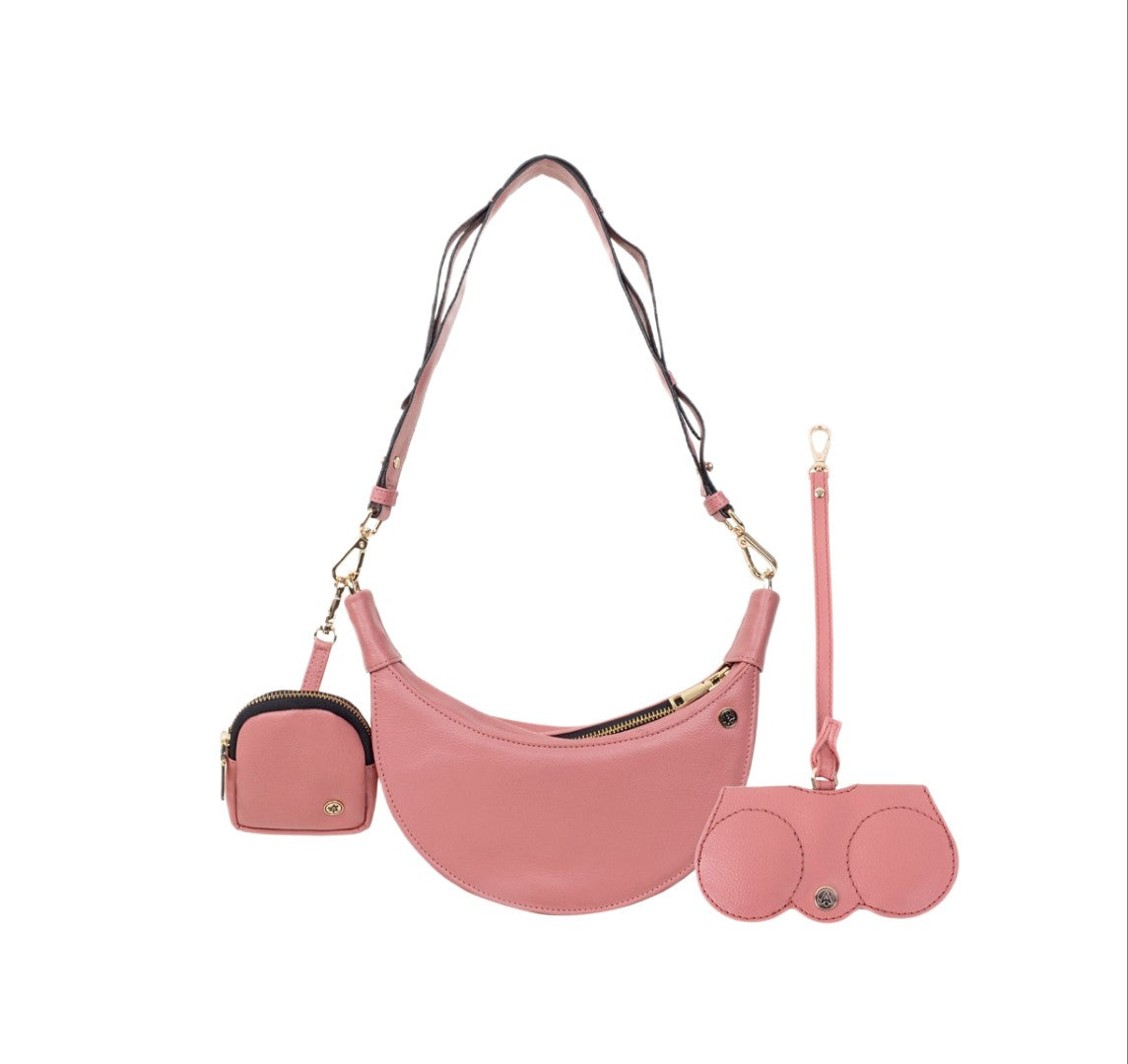 Crecent Moon Bag & Eyeglass Case Pink(Combo)