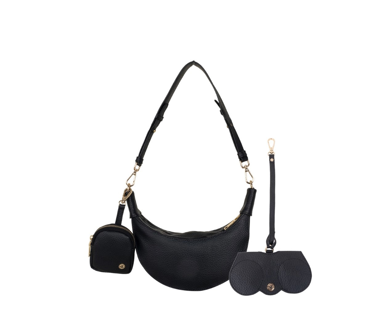 Crecent Moon Bag & Eyeglass Case Black(Combo)