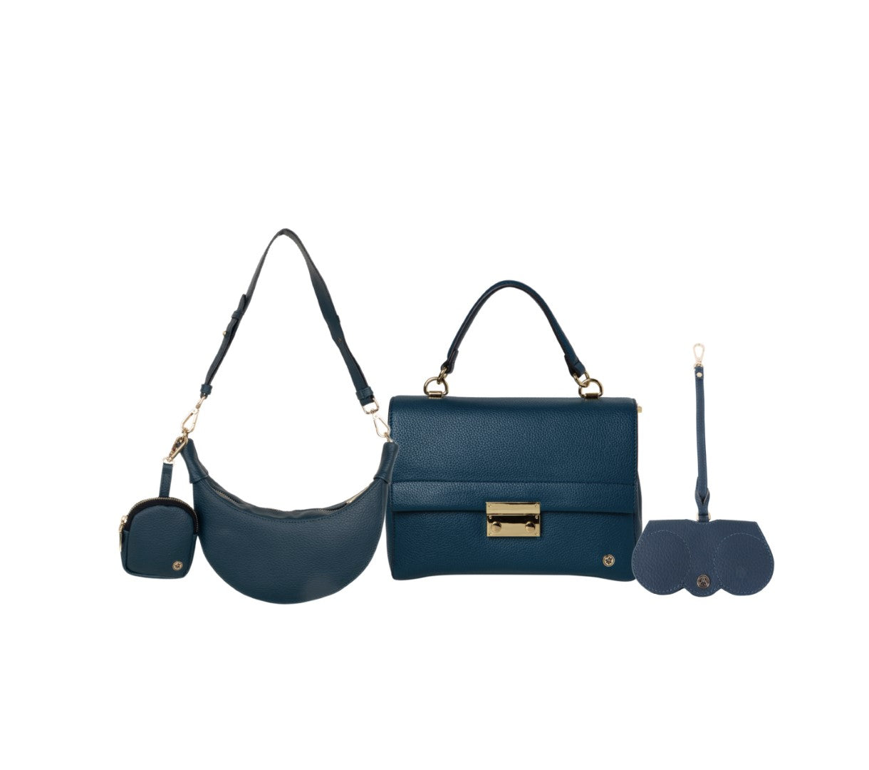 Hand Bag + Sling & Crecent Moon Bag-Eyeglass Case Peacock Green(Combo)