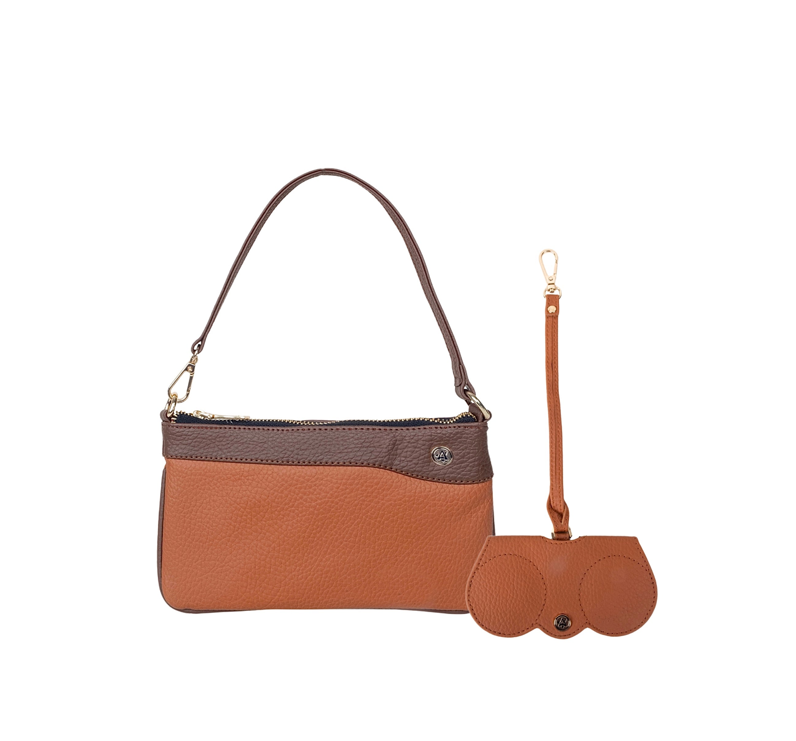 Wristlet Wallet & Eyeglass Case Tan,Brown (Combo)