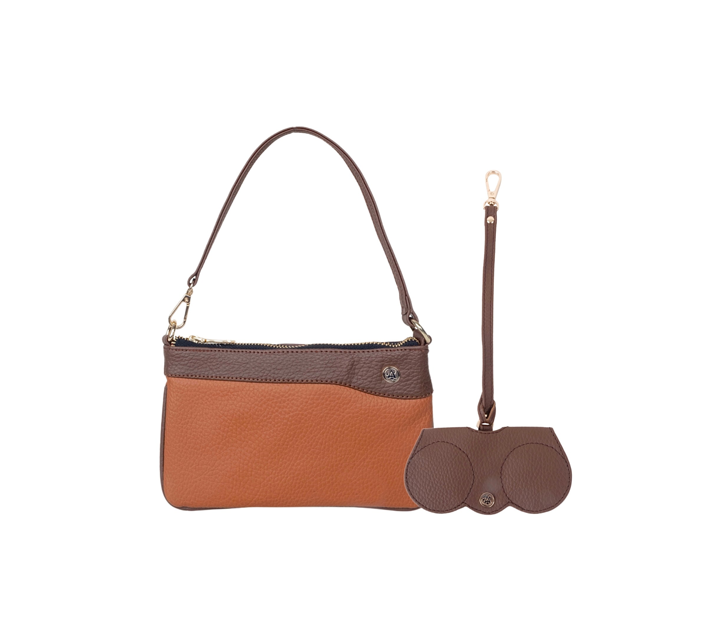 Wristlet Wallet & Eyeglass Case Tan,Brown (Combo)