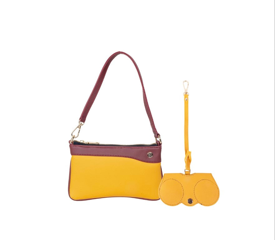 Wristlet Wallet & Eyeglass Case Yellow, Wine(Combo)