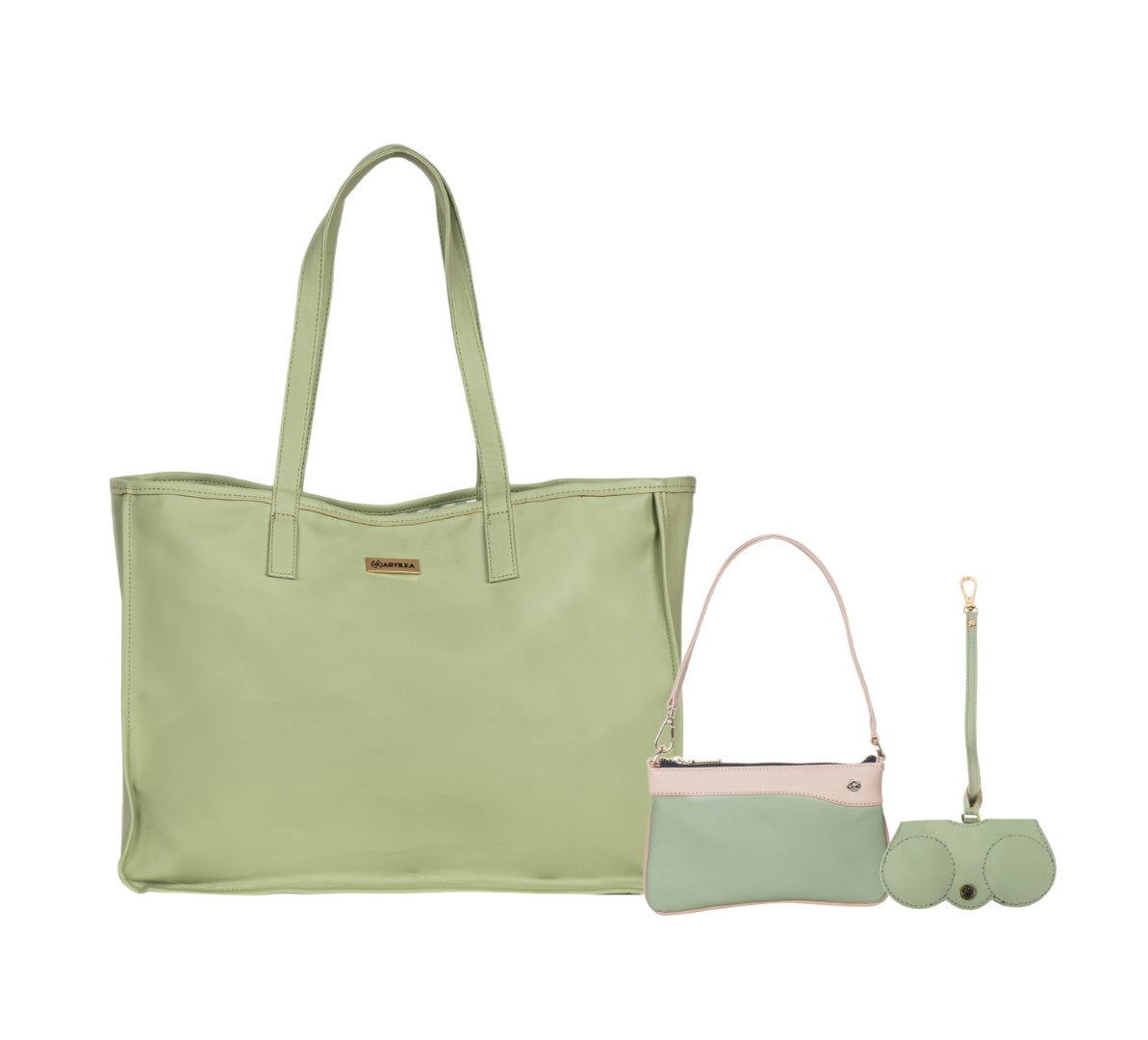 Reversible Tote Bag & Wristlet Wallet- Eyeglass Case Mint Green (Combo)