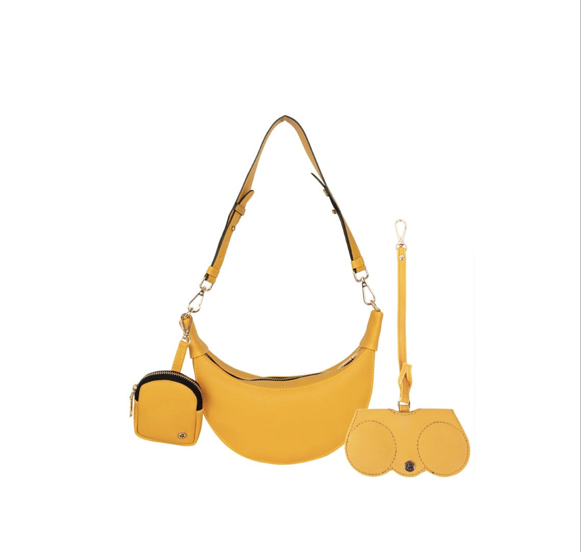 Crecent Moon Bag & Eyeglass Case Yellow(Combo)