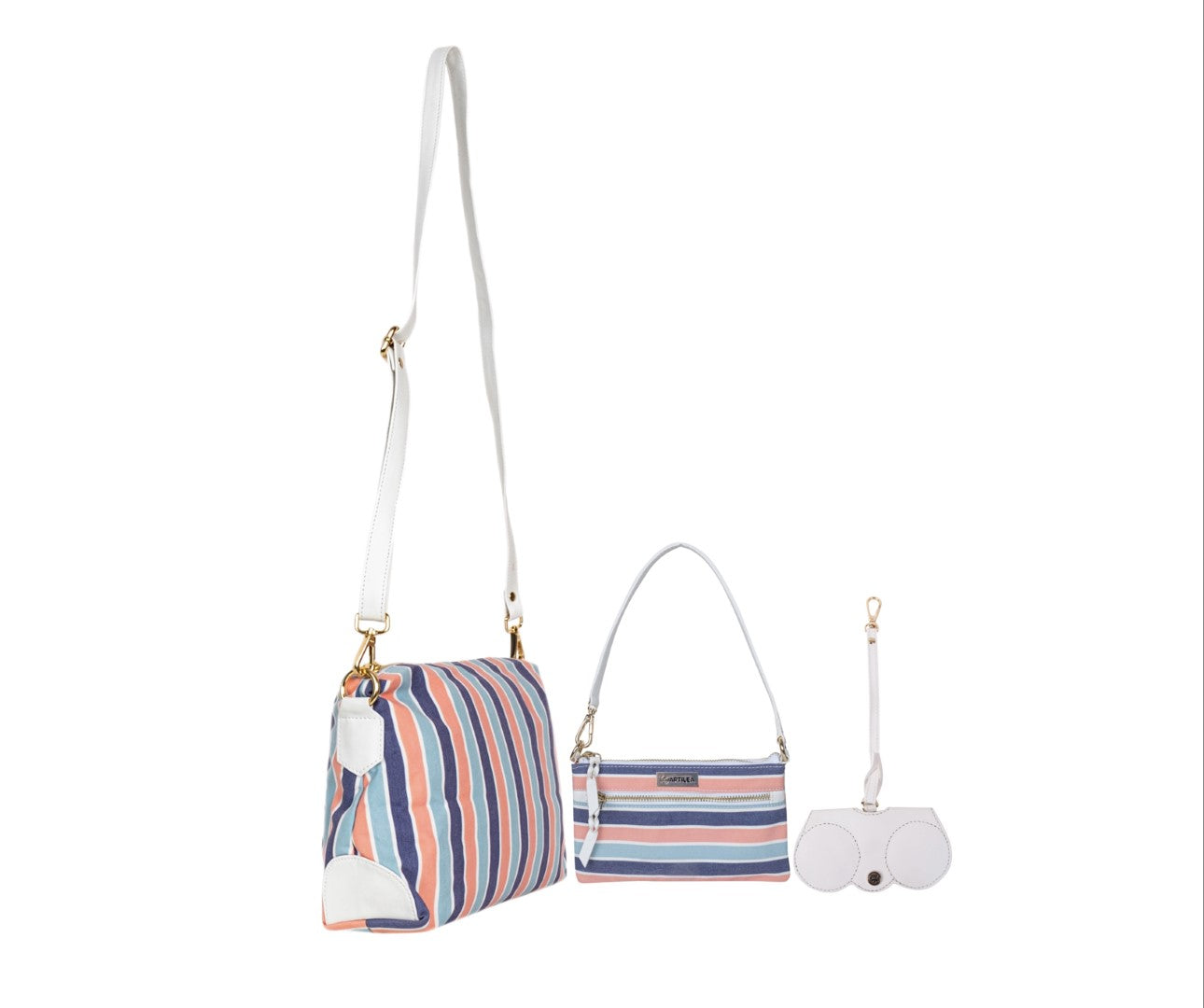 Printed Sling Bag & Wristlet Wallet - Eyeglass Case Stripe (Combo)