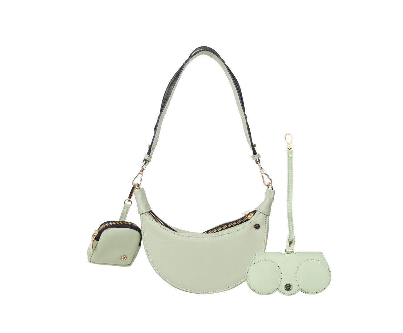 Crecent Moon Bag & Eyeglass Case Mint Green(Combo)