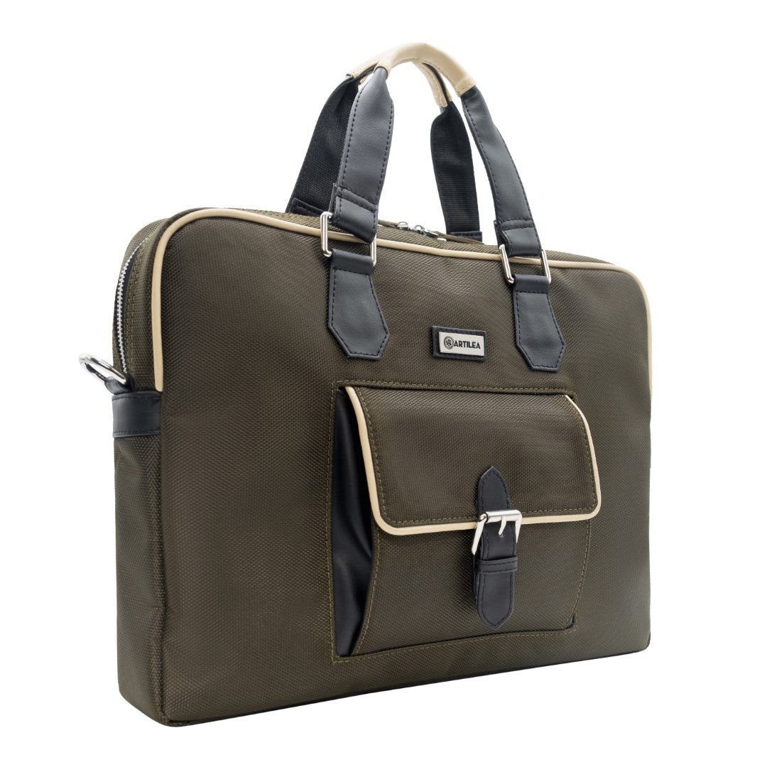 Laptop Bag & Matty & Pu Tote Bag-Olive Green (Combo)