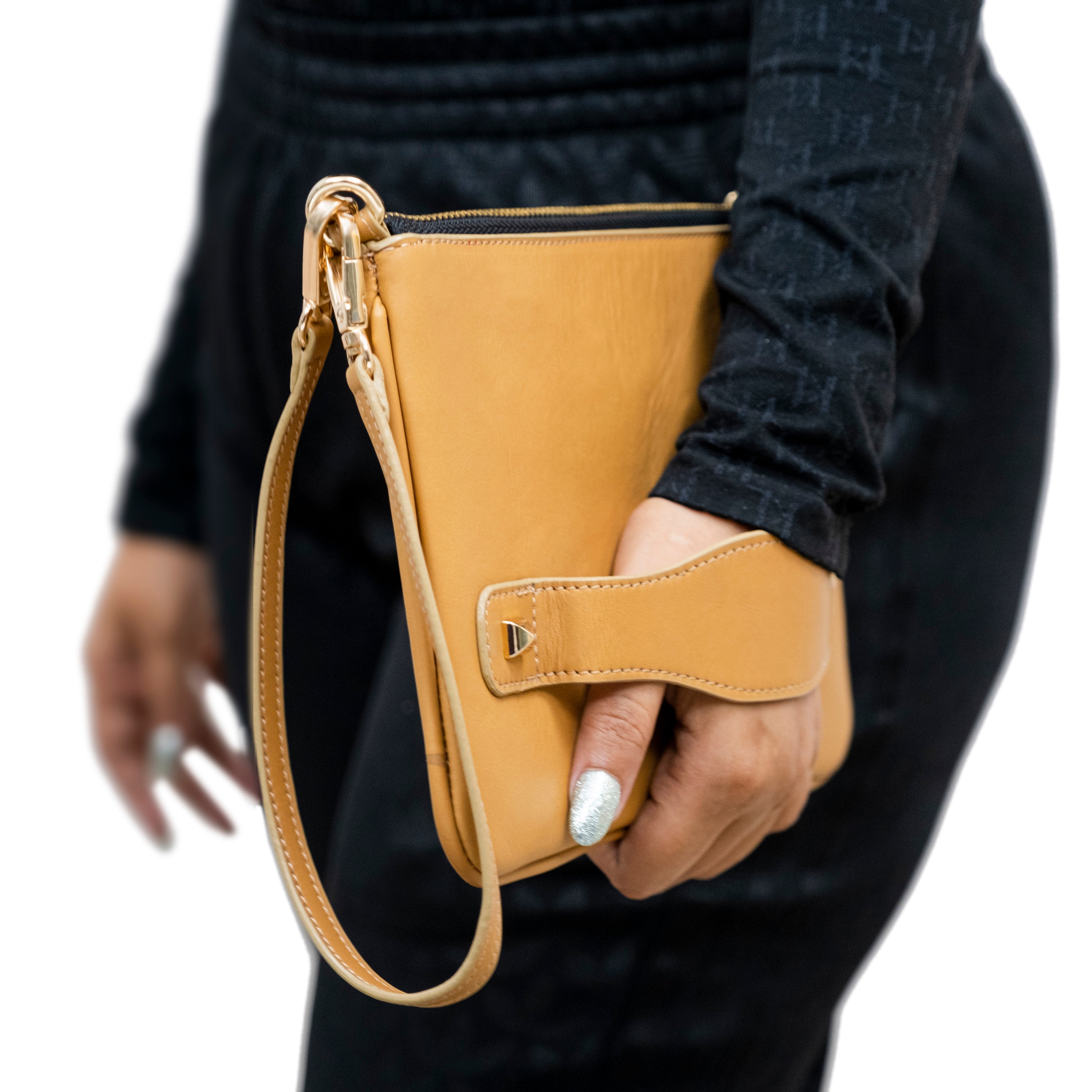 Genuine Leather Wristlet (Big) - Yellow