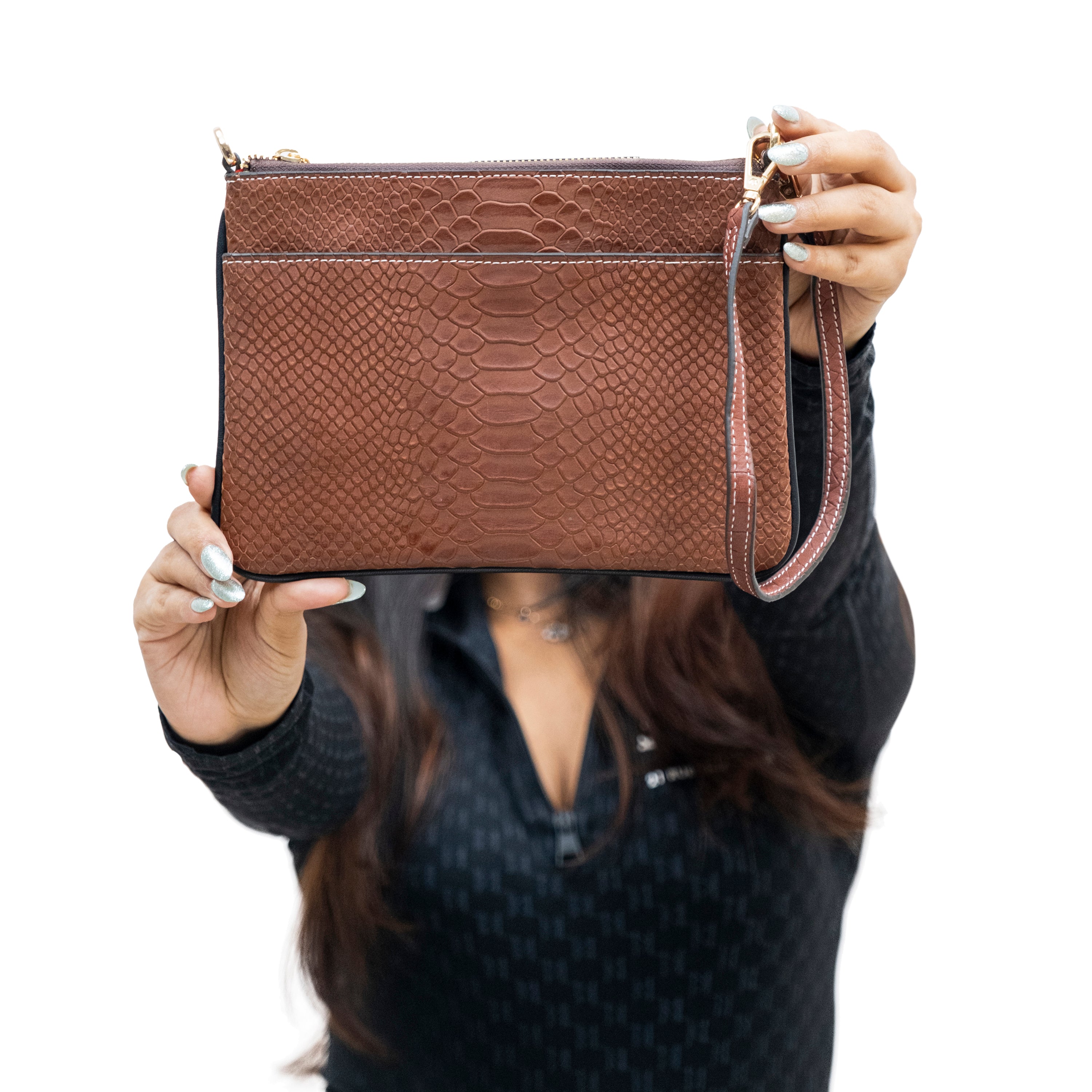 Genuine Leather Wristlet (Big) - Tan