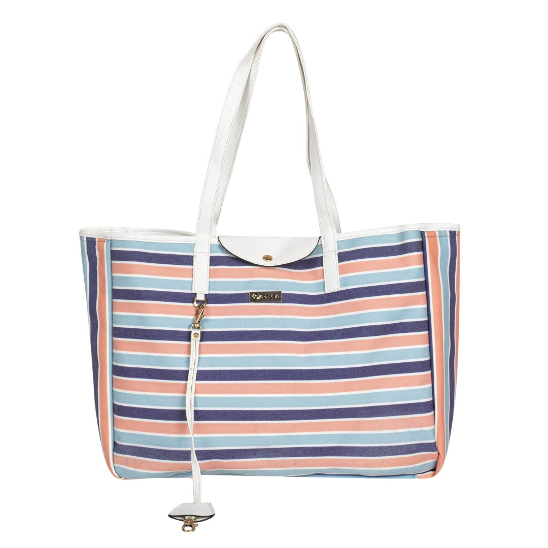 Reversible Tote bag & Printed Sling Bag-Wristlet Wallet-Eyeglass Case Stripe (Combo)