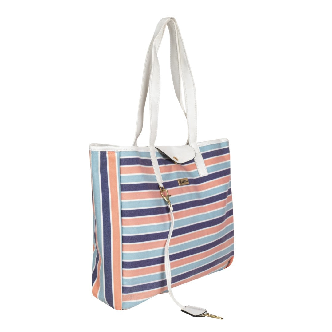 Reversible Tote bag & Printed Sling Bag-Wristlet Wallet-Eyeglass Case Stripe (Combo)