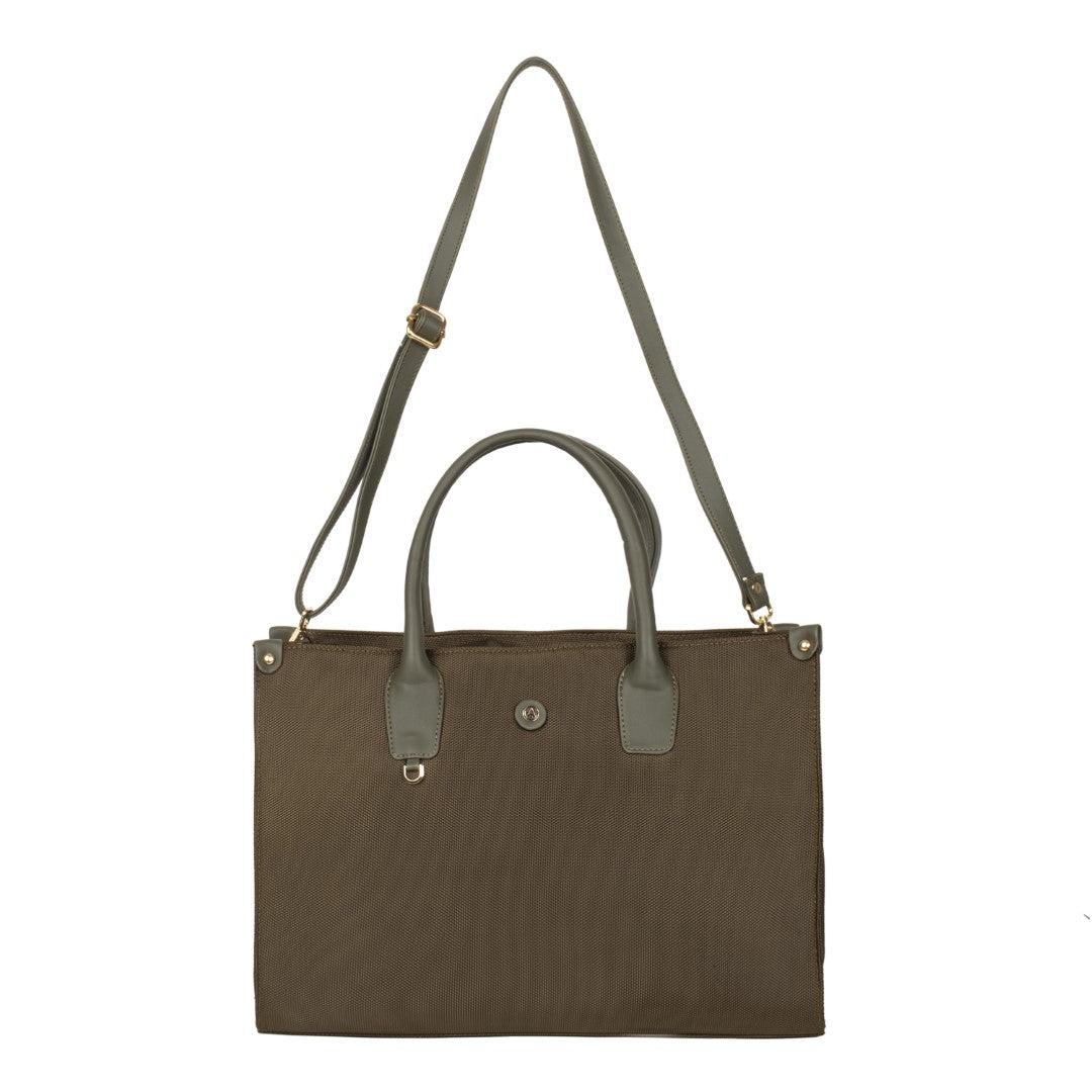 Laptop Bag & Matty & Pu Tote Bag-Olive Green (Combo)