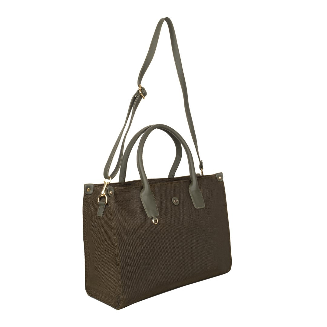 Laptop Bag & Matty & Pu Tote Bag-Olive Green (Combo)