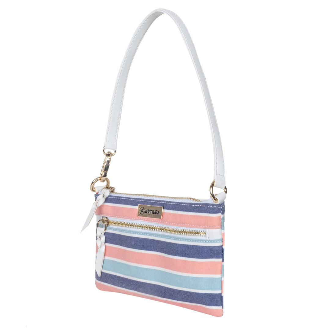 Reversible Tote bag & Printed Sling Bag-Wristlet Wallet-Eyeglass Case Stripe (Combo)