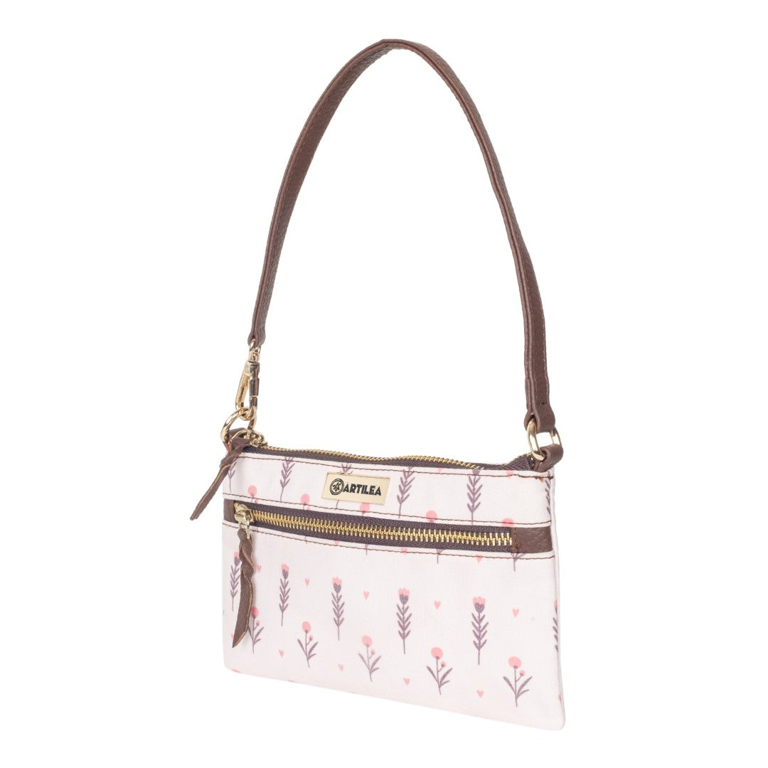 Reversible Tote Bag & Wristlet Wallet-Eyeglass Case Light Pink, Flower (Combo)