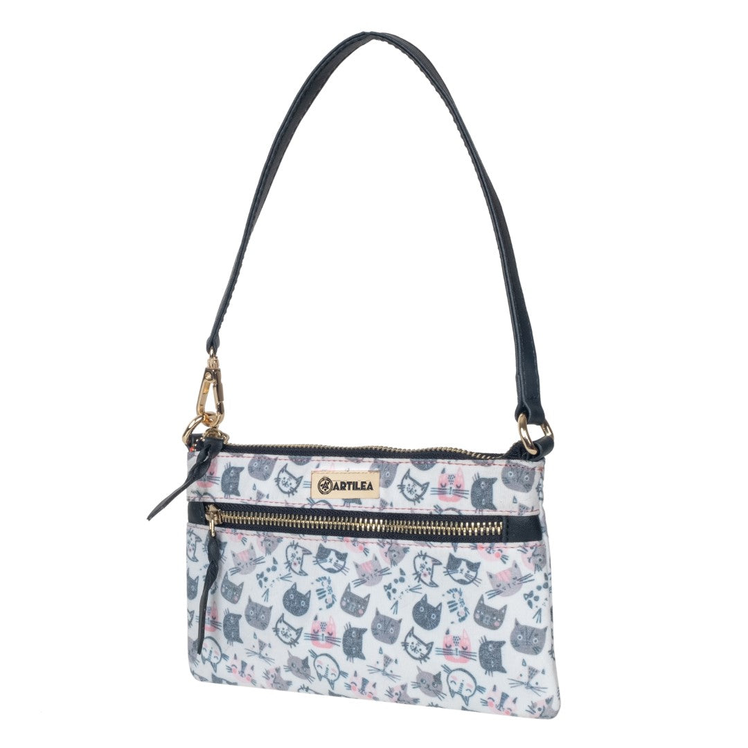 Reversible Tote Bag & Wristlet Wallet-Eyeglass Case Cat,Wine(Combo)