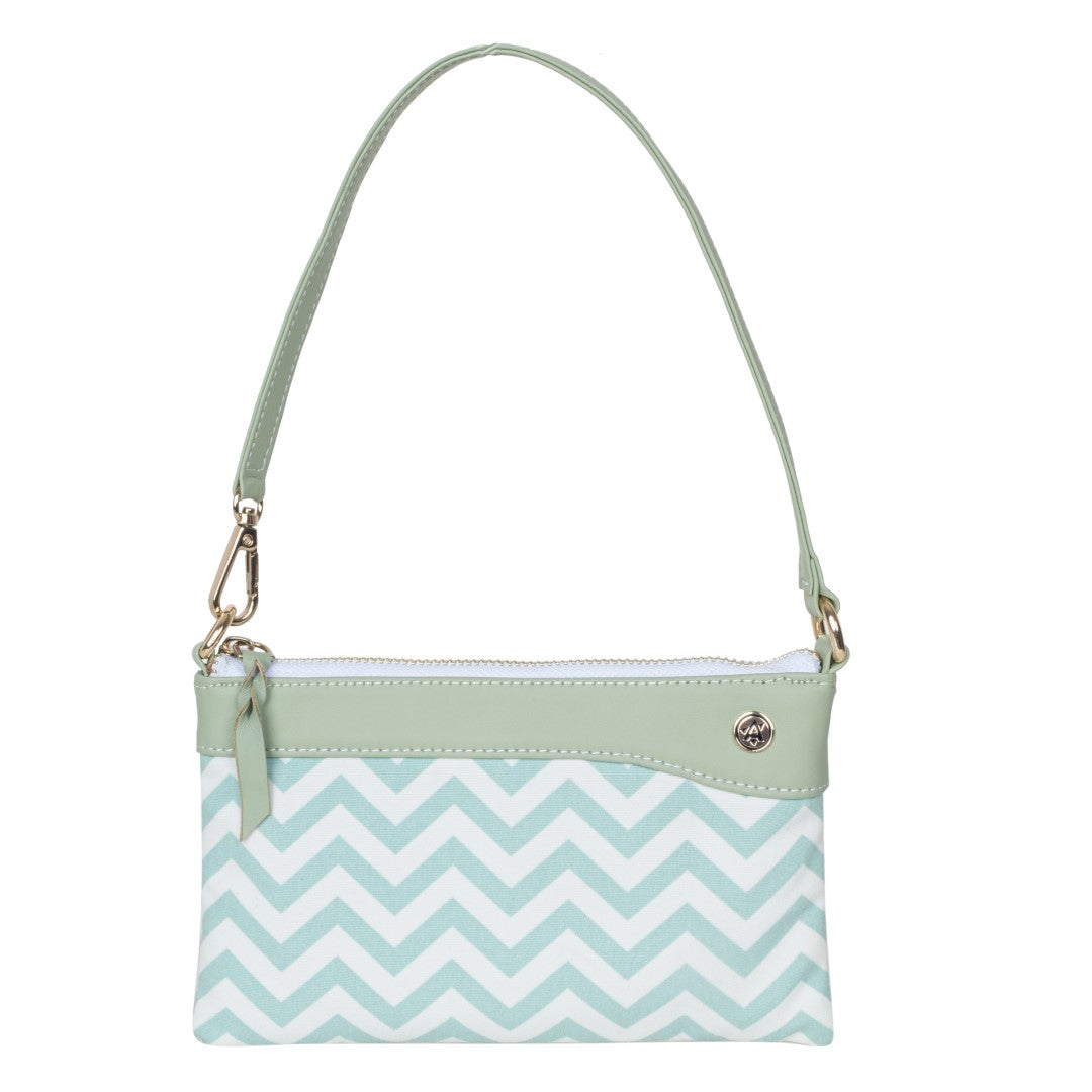 Printed Sling Bag & Wristlet Wallet-Eyeglass Case Shevron,Mint Green(Combo)