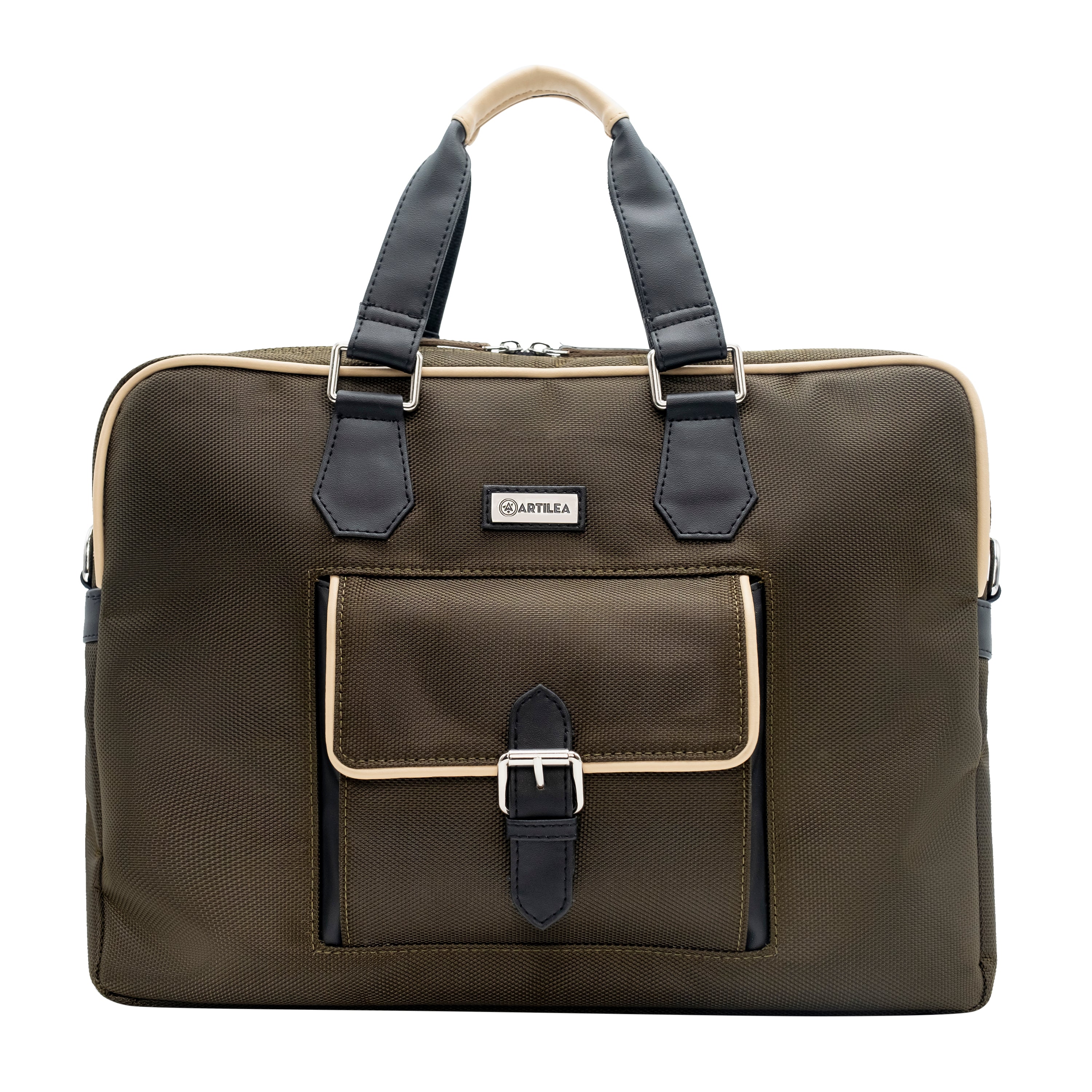Smart Laptop Bag Olive Green, Black & Beige
