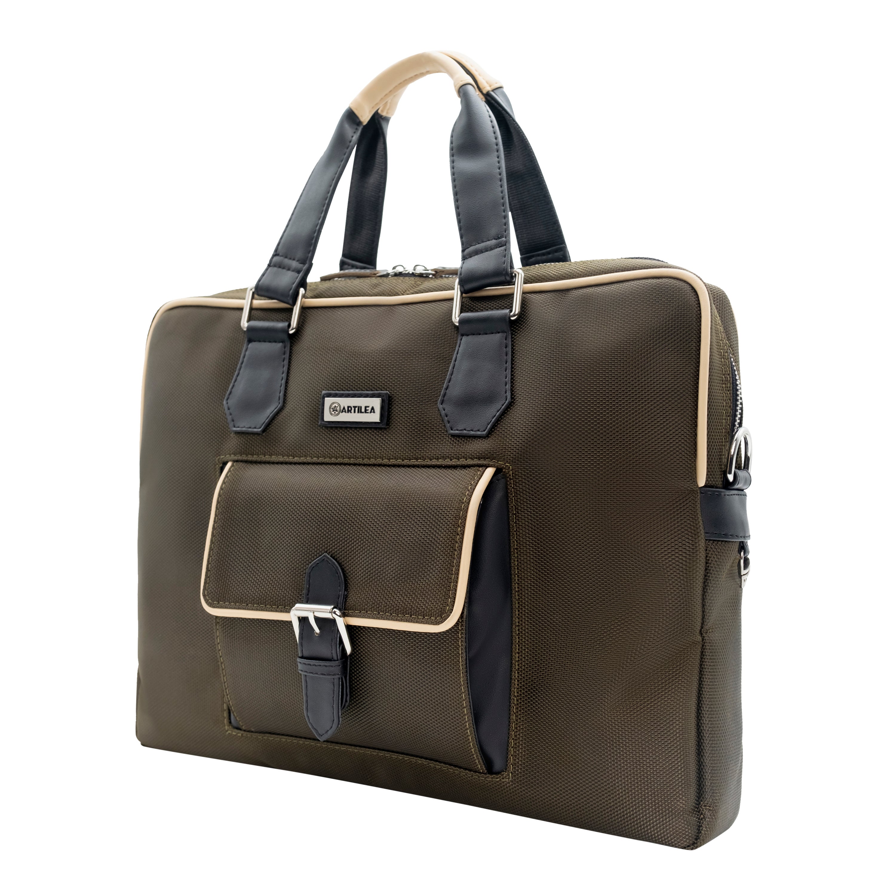 Smart Laptop Bag Olive Green, Black & Beige