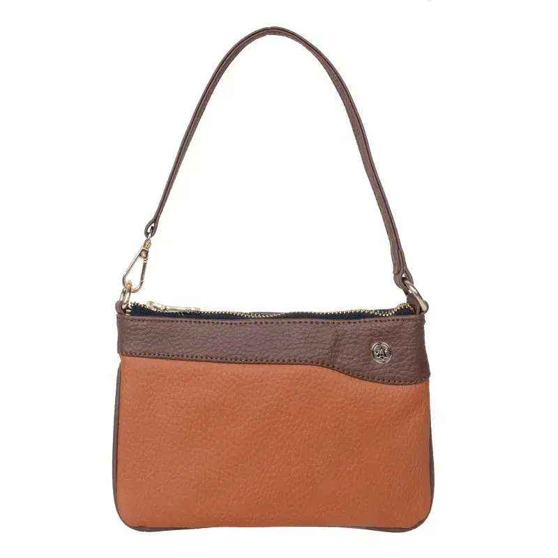 Vegan Leather Wristlet - Tan And Brown