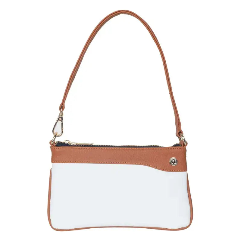 Vegan Leather Wristlet - White And Tan