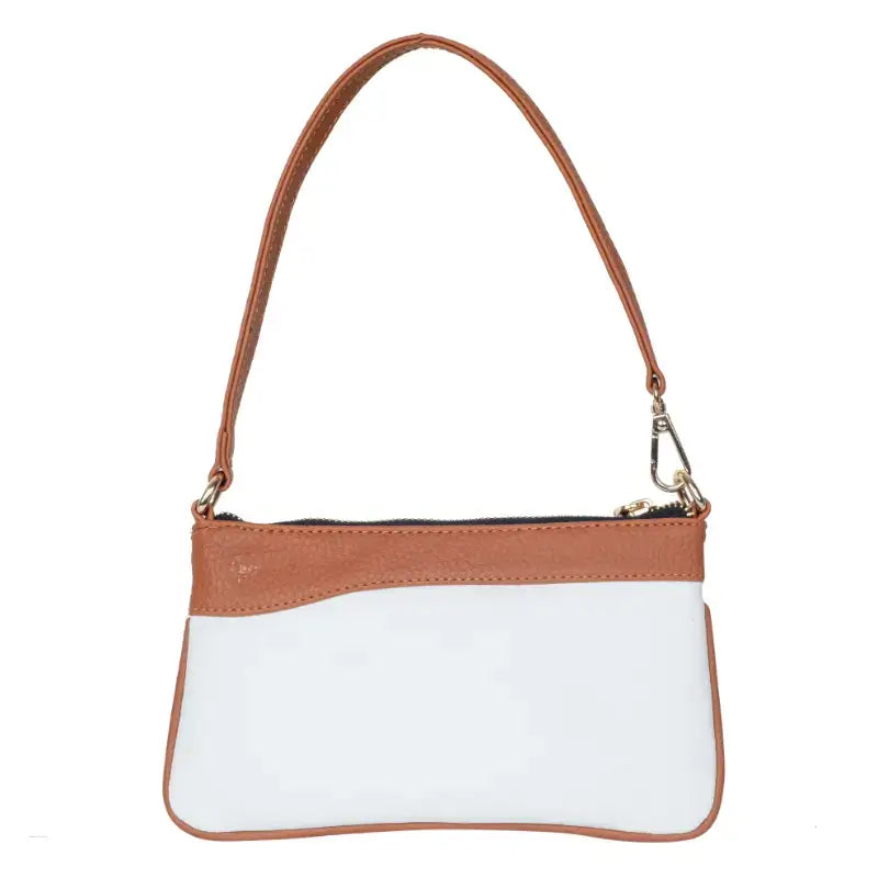 Vegan Leather Wristlet - White And Tan