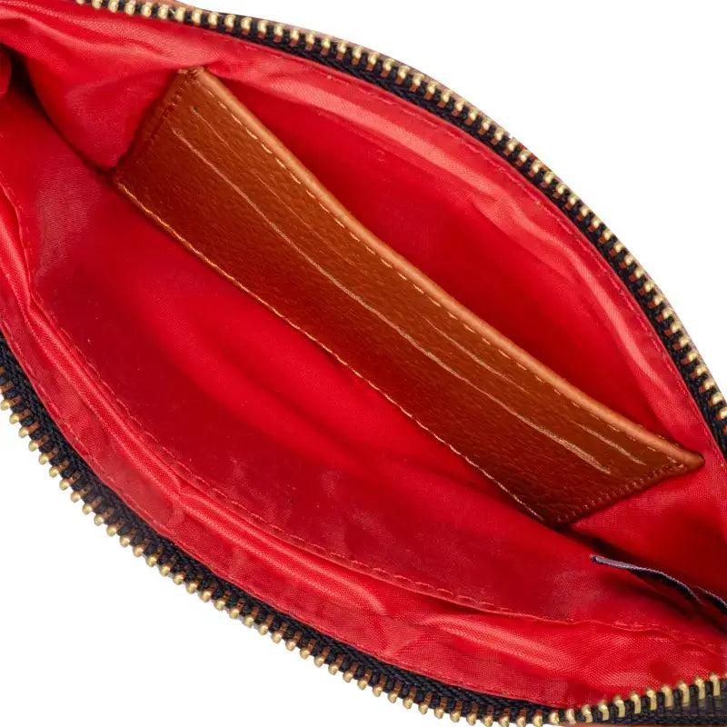 Vegan Leather Wristlet - White And Tan