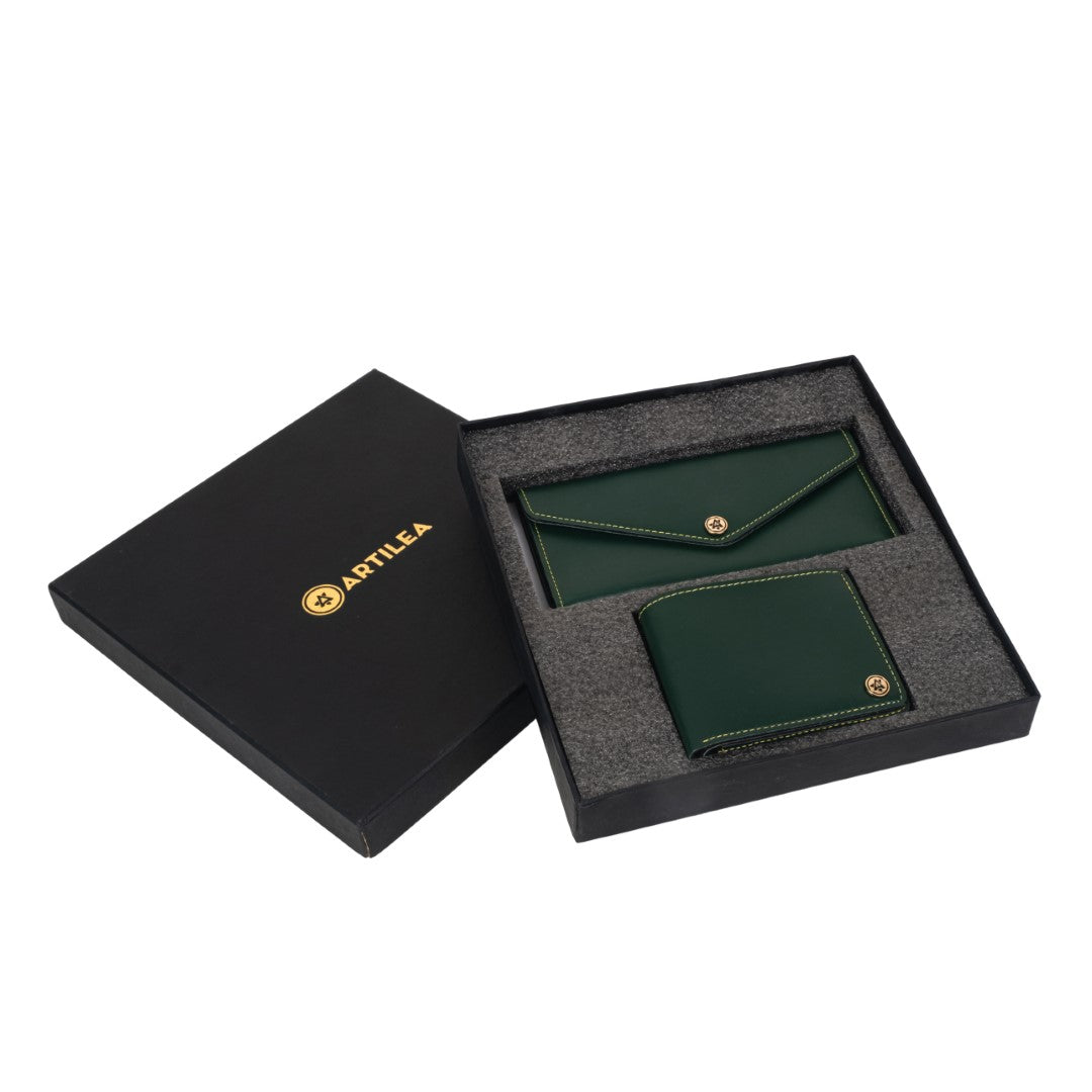 Men & Women Wallet Set - Dark Green