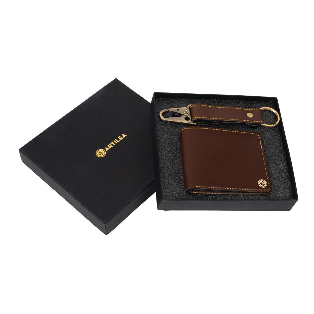 Wallet Keychain Set-Brown