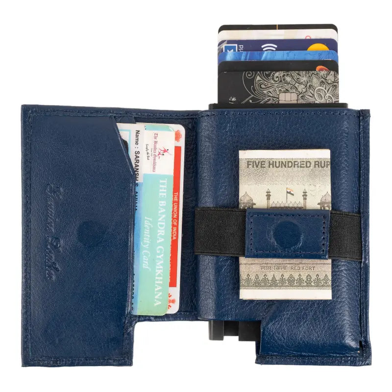 Artilea POP UP Card Holder Leather (Navy Blue)