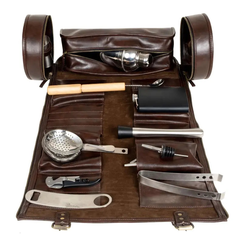 TRAVEL BAR COCKTAIL TOOLKIT - Brown