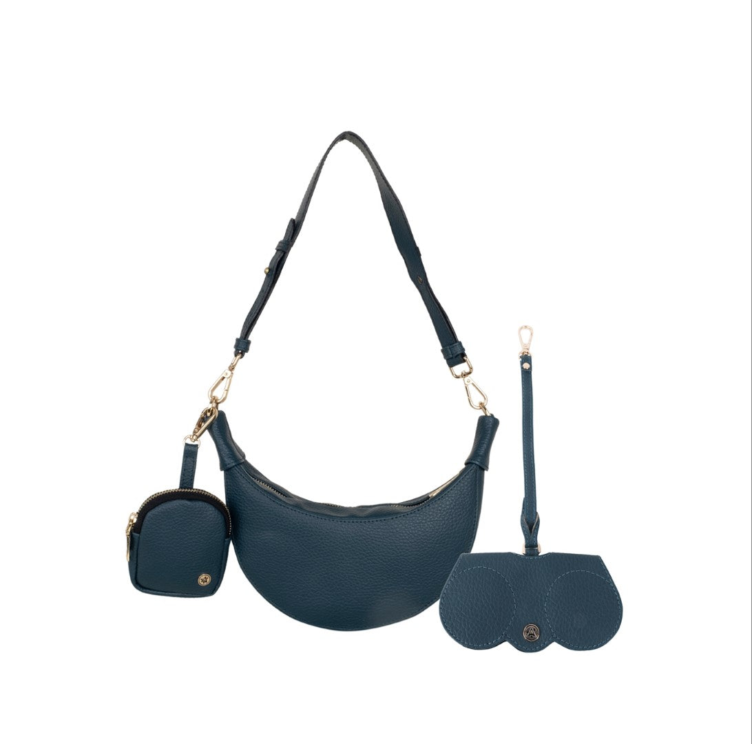 Crecent Moon Bag & Eyeglass Case Peacock Green(Combo)