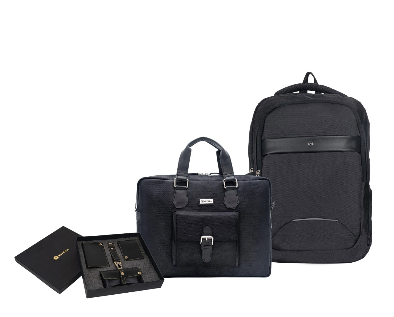 Laptop Backpack & Laptop Bag & Corporate Gift Set Black(Combo)