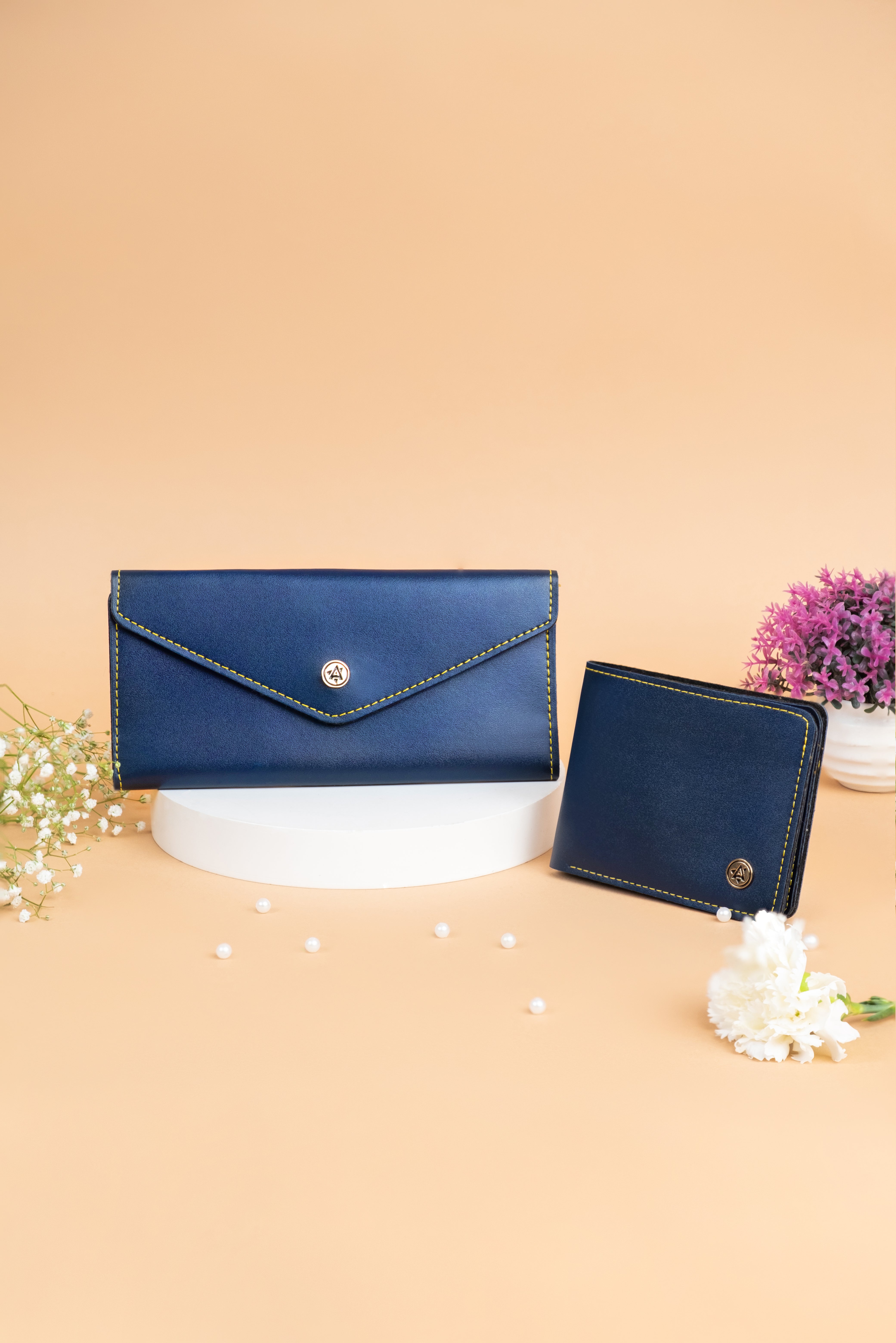 Men & Women Wallet Set - Navy Blue