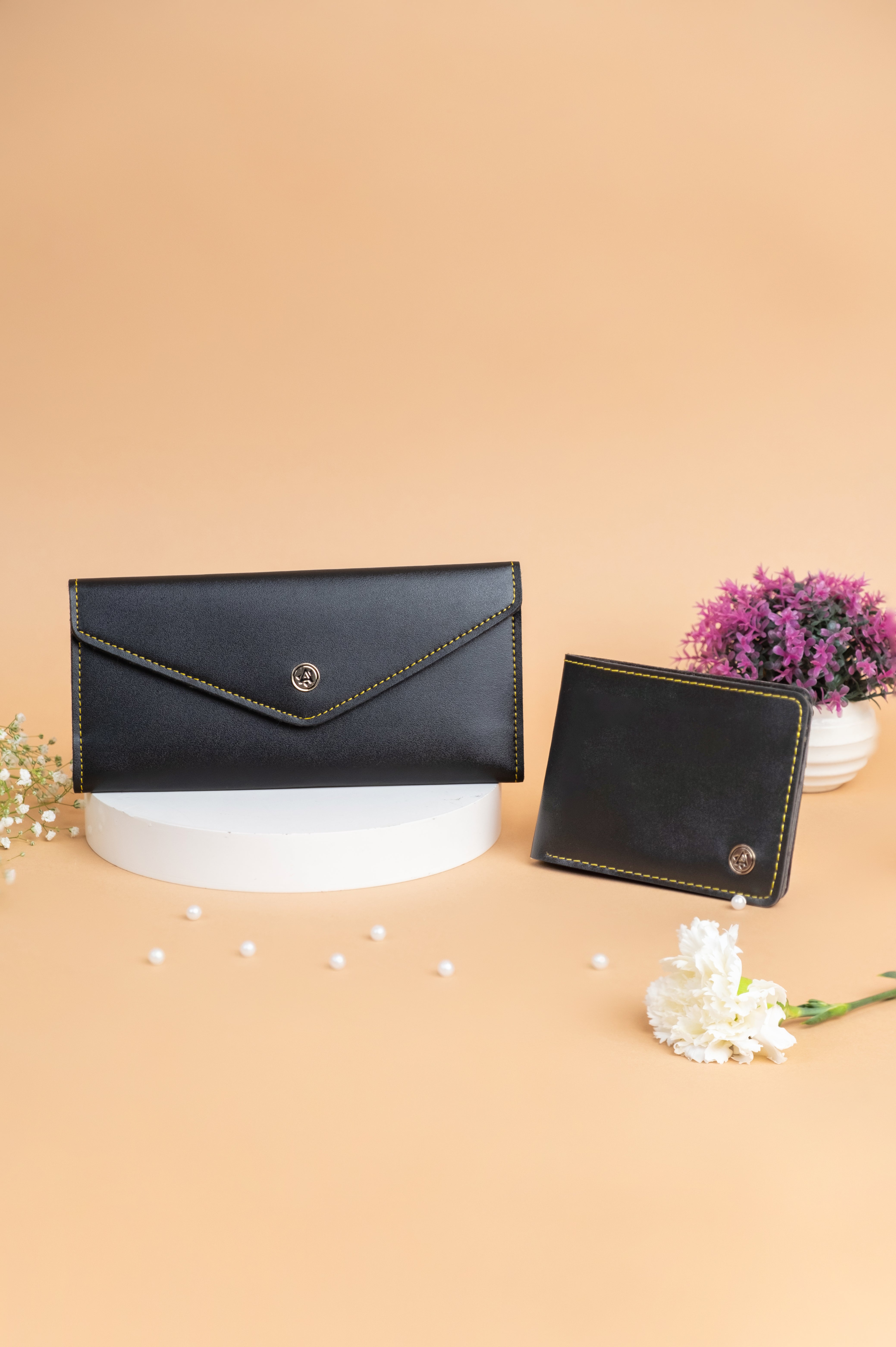 Men & Women Wallet Set - Black