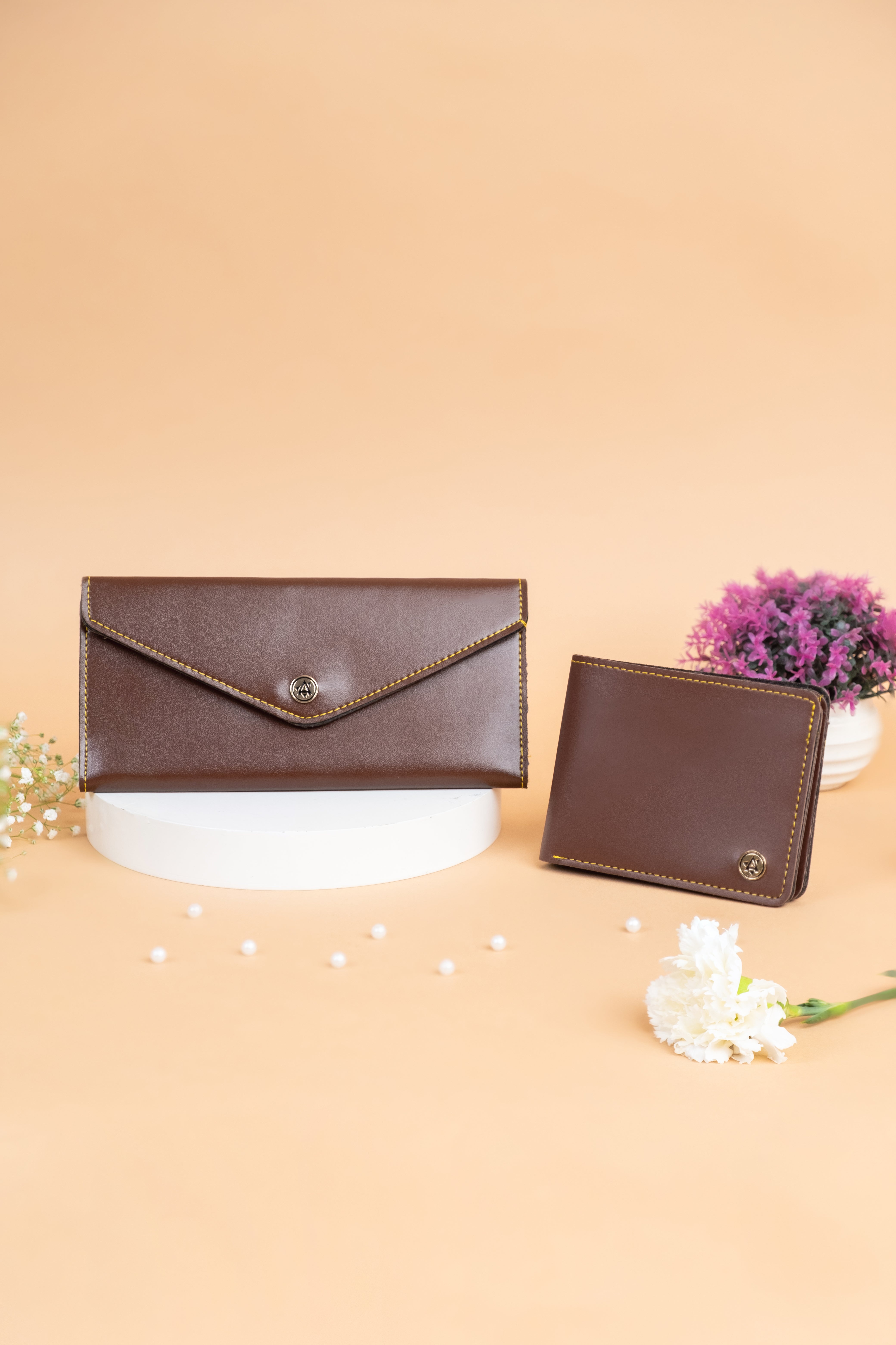 Men & Women Wallet Set - Brown