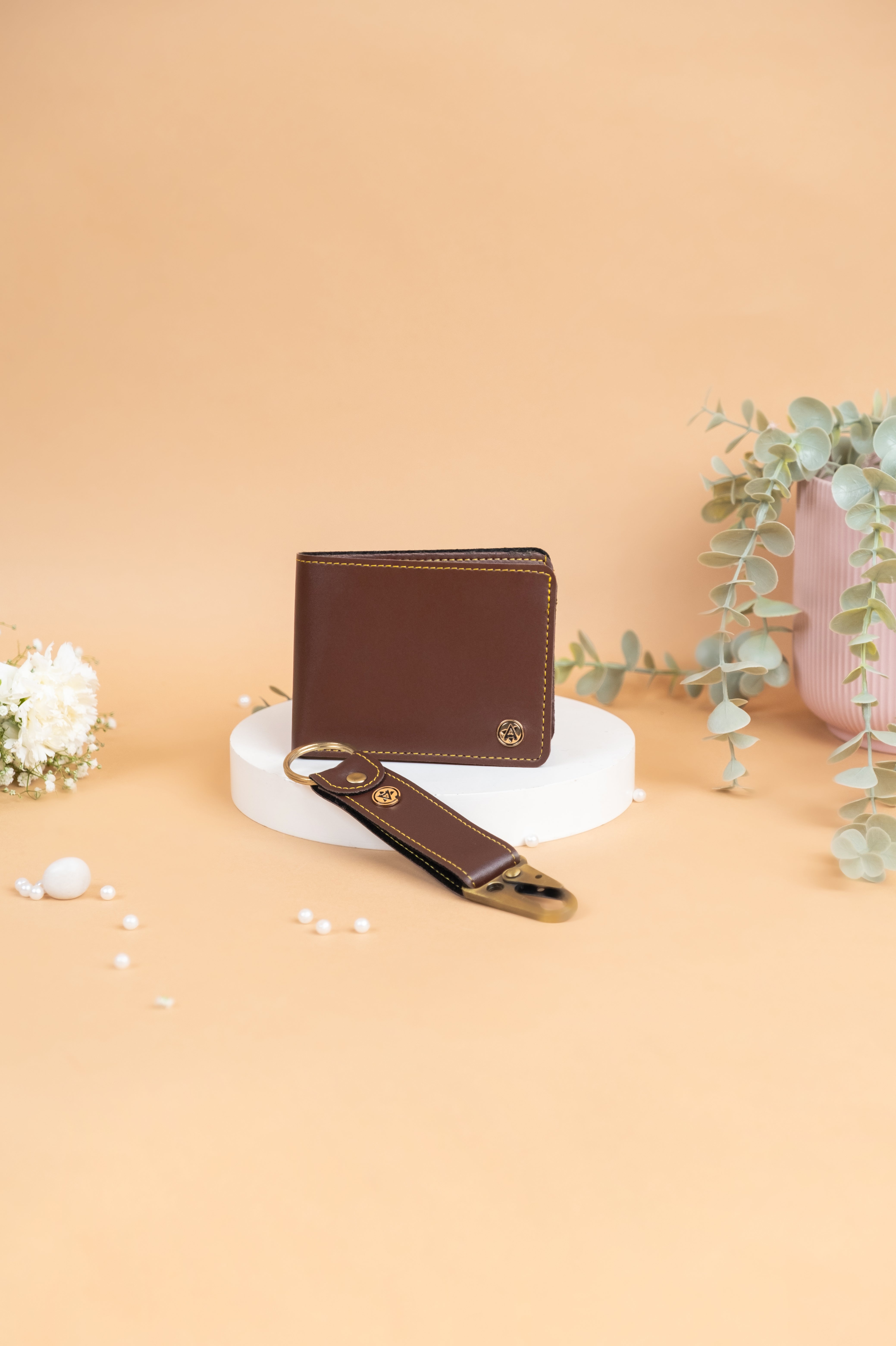Wallet Keychain Set-Brown