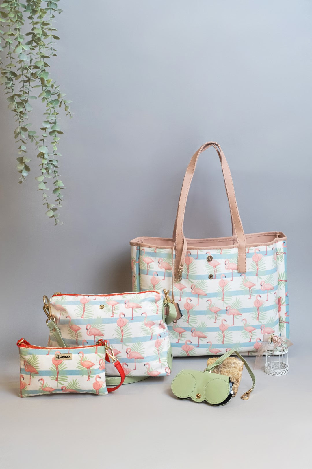 Reversible Tote Bag & Eyeglass Case Light Pink(Combo)